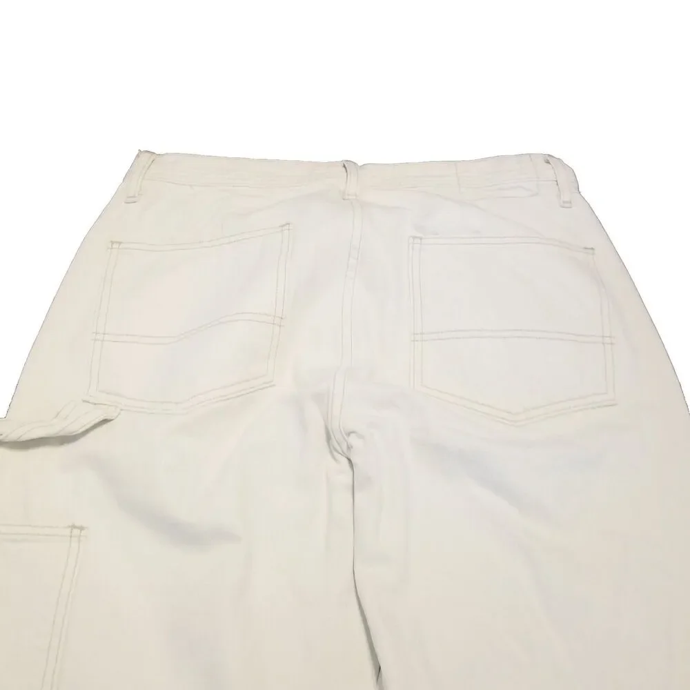 AMO Painterly Pant Women's Size 30 Ivory Carpenter Raw Hem Made In USA (31x26)